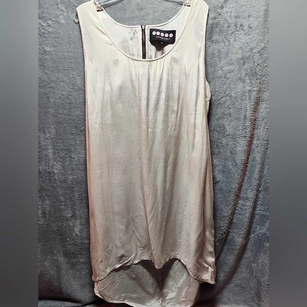 Carmakoma womens leather accent flowy dress sz M champagne Romantic Fairy Grunge